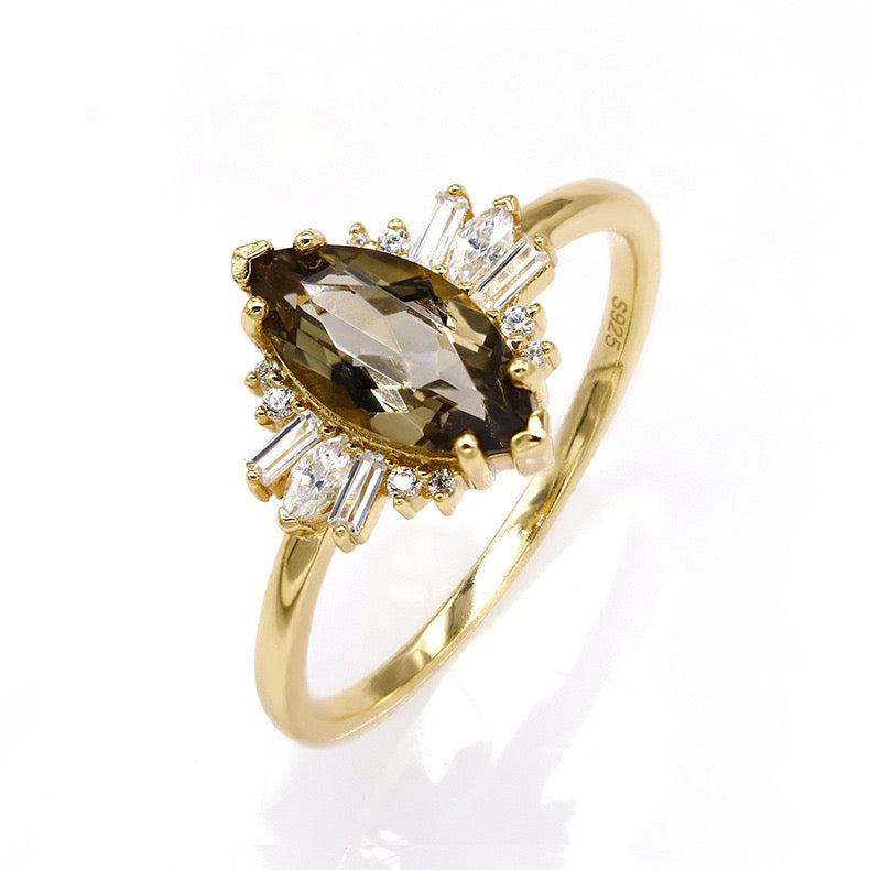 CITRINE MARQUISE(925 STERLING SILVER)