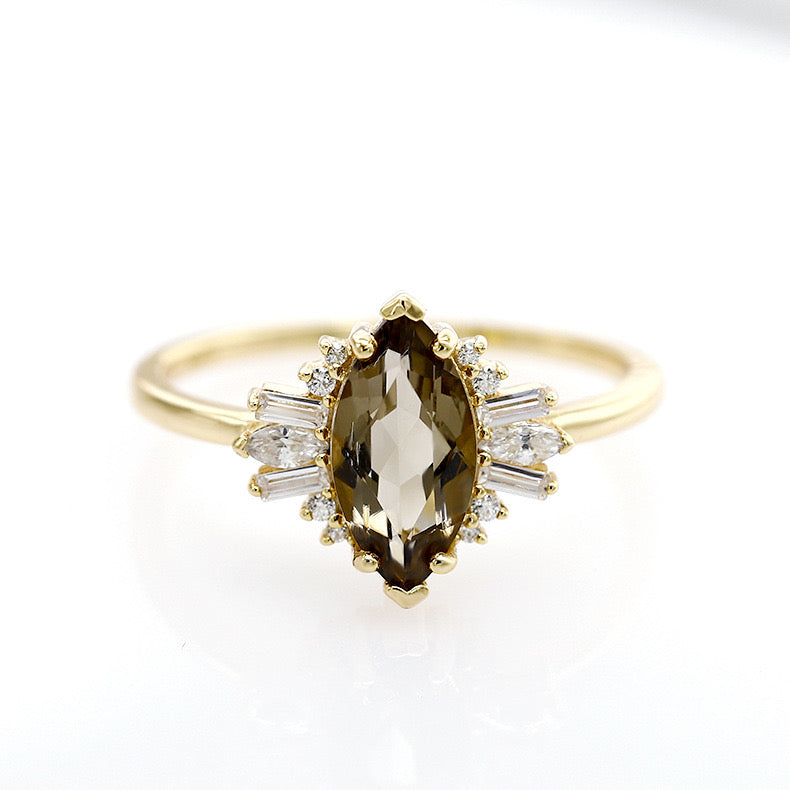 CITRINE MARQUISE(925 STERLING SILVER)