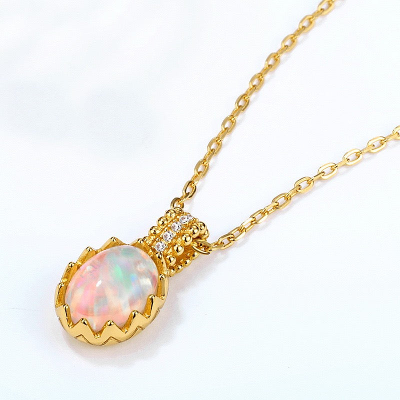 ANTIQUE OPAL NECKLACE （925 STERLING SILVER）