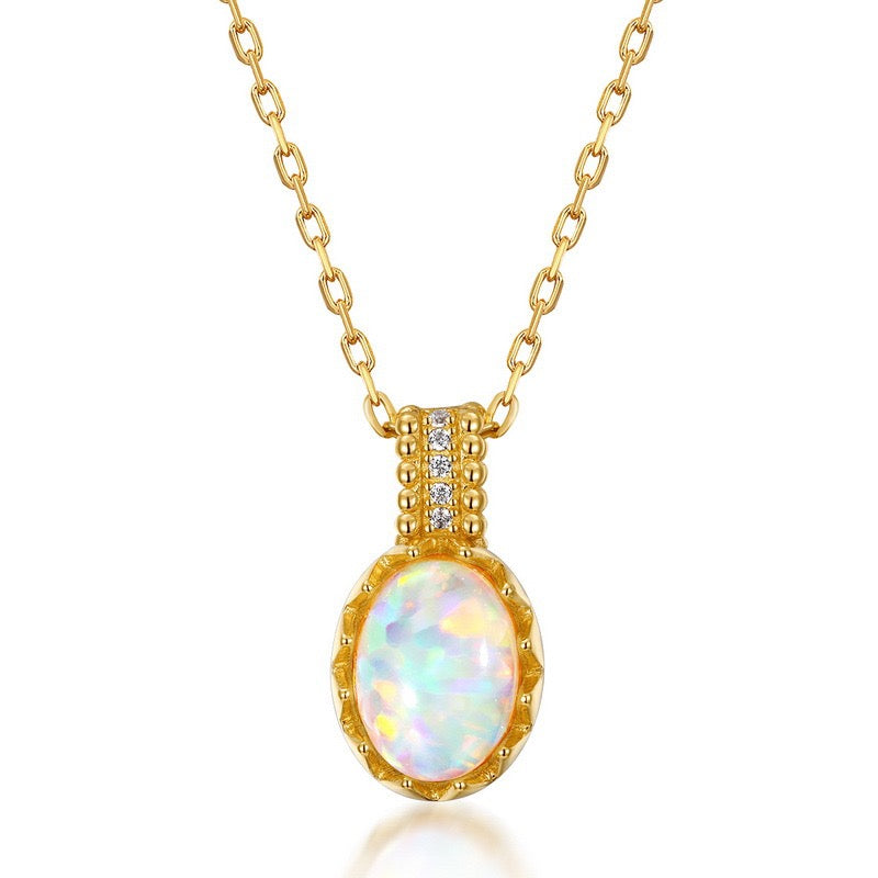 ANTIQUE OPAL NECKLACE （925 STERLING SILVER）